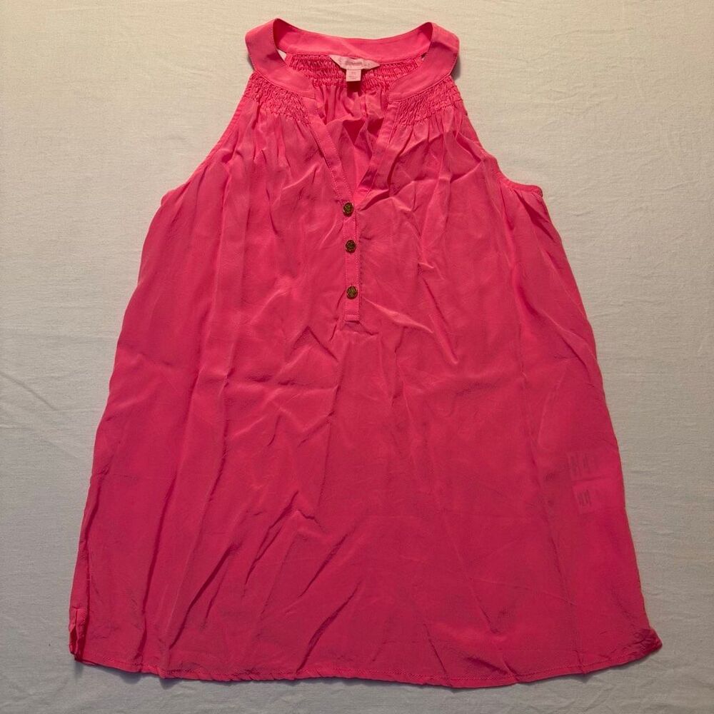Lilly Pulitzer | Pink 100% Silk Sleeveless Smocked Blouse | Women’s XS